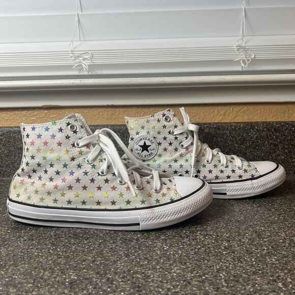 Converse All Star Hi Top Women 8 Multicolor Star Canvas Sneaker Lace Up Junior 6 - Picture 3 of 11